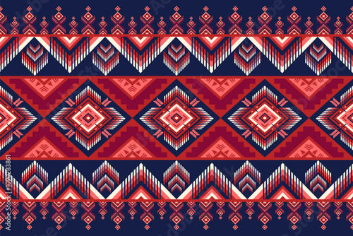 Geometric seamless pattern. Native American ornament, Ethnic South Western decor, Navajo tribal. Design for Fabric, Wrapping, Wallpaper, Batik, Carpet and Clothing. Vector illustration.