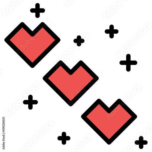 Hearts Life icon vector image. Can be used for Game Design.