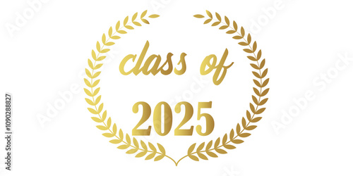 Class of 2025 Graduate cap logo icon text vector in white background.