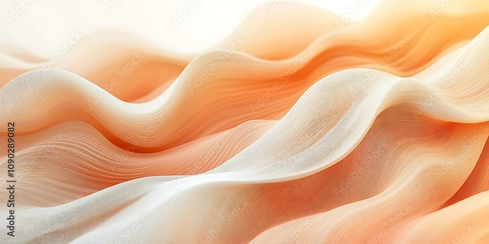 Obraz premium Abstract flowing peach-colored waves, elegant and smooth.