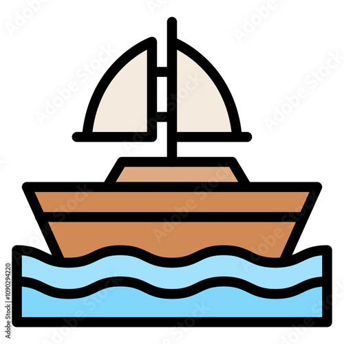 Yatch icon vector image. Can be used for Ocean.