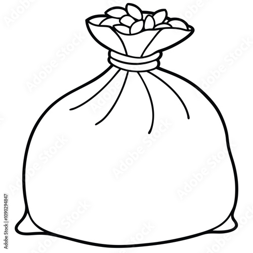 Sack of Pulse's line art vector illustration is an Isolated white background.