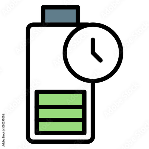 Battery Duration icon vector image. Can be used for Battery and Power.