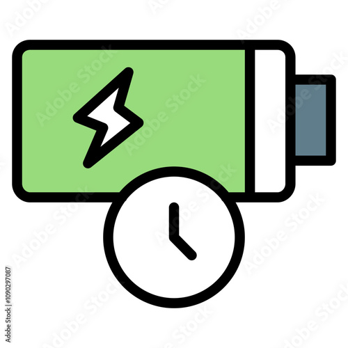Battery Life icon vector image. Can be used for Battery and Power.