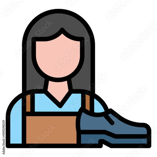 Shoe Maker Lady icon vector image. Can be used for Shoemaker.