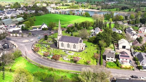 Aerial video of St Patrick's Church of Ireland Kilrea Village County Derry Northern Ireland photo