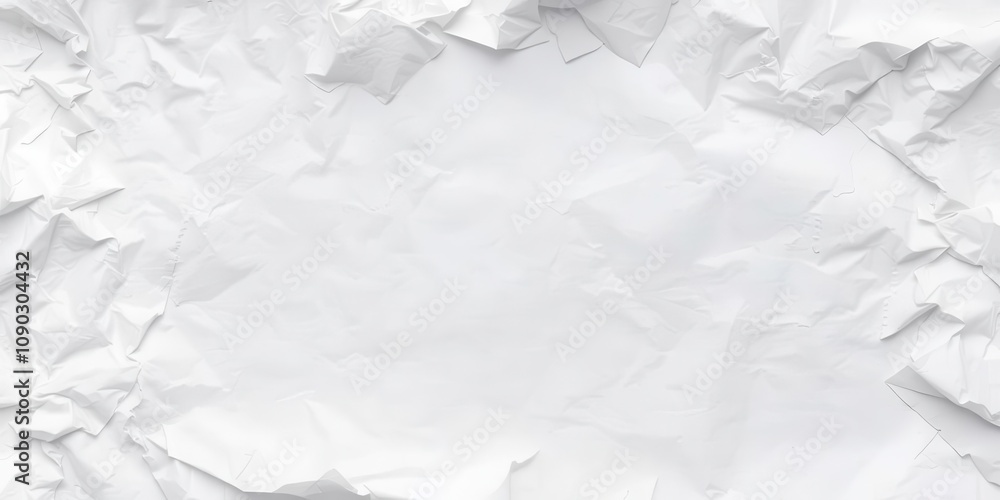 Obraz premium A close-up shot of a crumpled white paper with visible creases and folds, background, concept, crumpled paper
