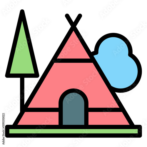 Campsite icon vector image. Can be used for Trekking.