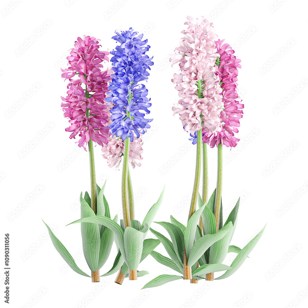 Obraz premium Collection of hyacinths palnt isolated on transparent Canvas