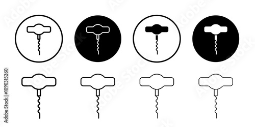 Corkscrew icon Black and white outline vector