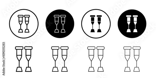 Crutch icon Black and white outline vector