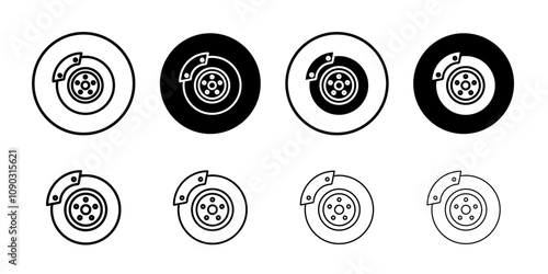 Disk brake icon Black and white outline vector