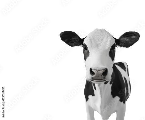 Black and white dairy cow isolated on a white background, PNG transparent