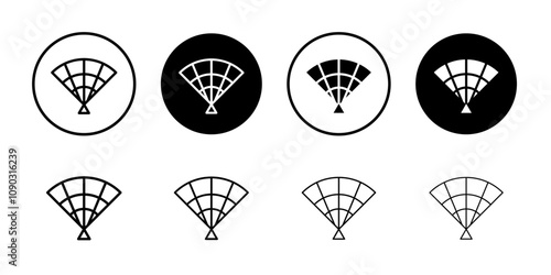 Hand fan icon Black and white outline vector