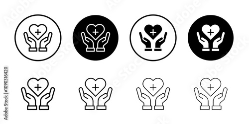 Health insurance icon Black and white outline vector