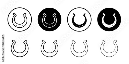 Horseshoe icon Black and white outline vector