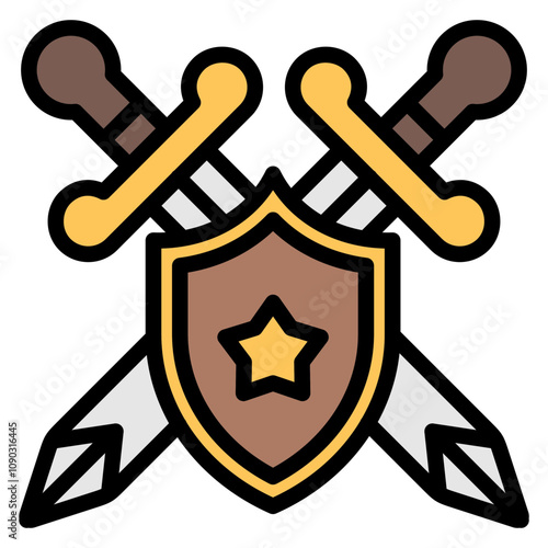 Shield Sword icon vector image. Can be used for Fairytale.