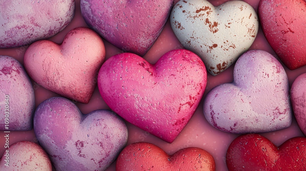 Obraz premium A bunch of pink and red hearts on a pink background