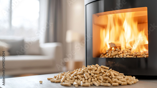 Modern Pellet Stove with Wood Pellets