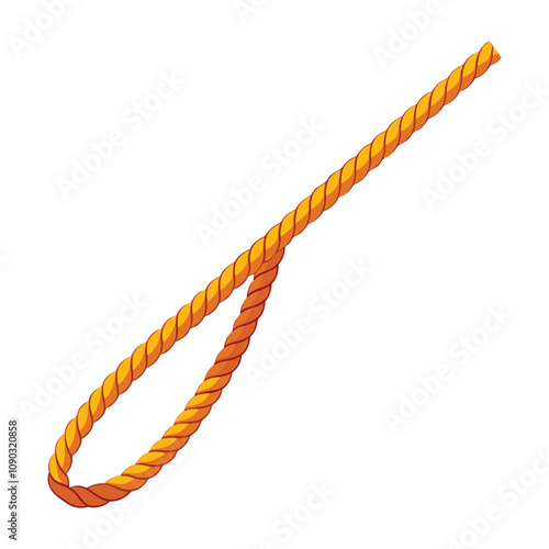 A rope with a knot on it is drawn on a white background
