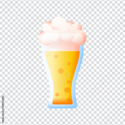 Stylized vector illustration of a cold glass of beer with foam, designed in a clean flat style. Ideal for use in bar menus, Oktoberfest designs, pub promotions, brewery branding, party flyers, and foo