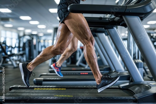 Sweat and Determination: Low-Angle Shot of Person Exercising on a Treadmill 