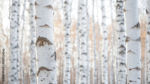 Close-up of Birch Trees in a Forest photo