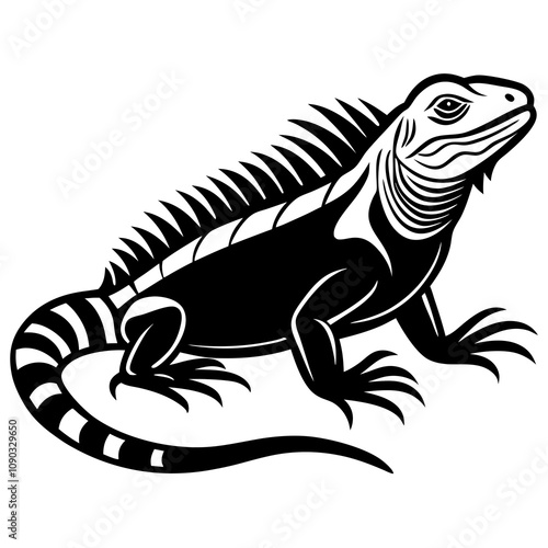 iguana on white background