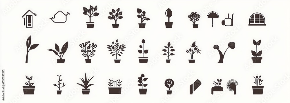 Naklejka premium Elegant Plant Icons Collection