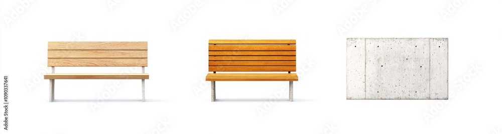 Wooden Park Bench and Concrete Wall Design Wooden Park Bench and Concrete Wall Design