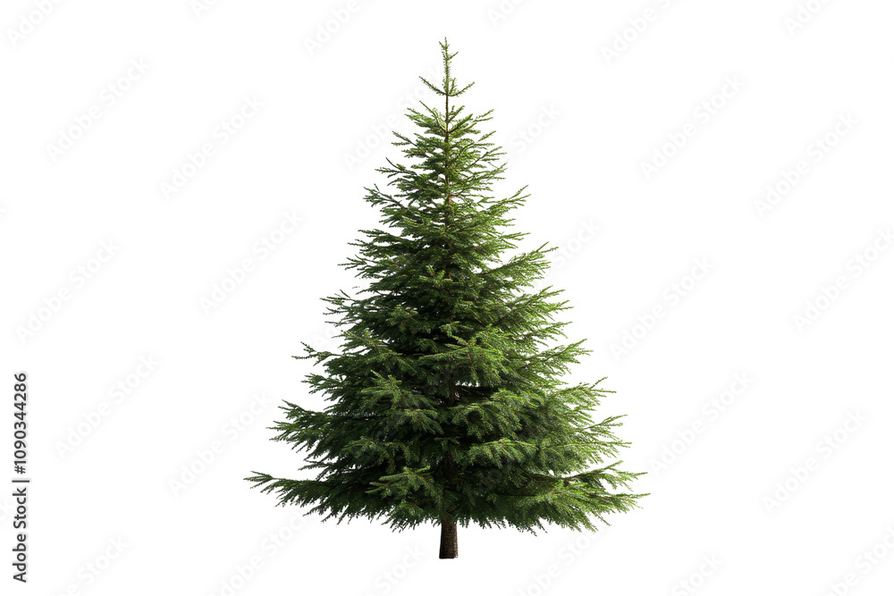 Fototapeta premium Isolated christmas tree in white background for holiday decor seasonal nature front view