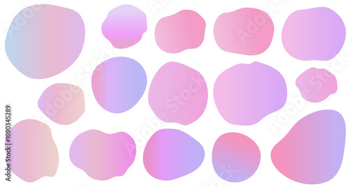 液体シェイプのフレームイラストセット　グラデーション