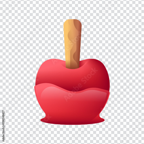 Tasty and fun vector illustration of a caramelized apple, often associated with fairs, Halloween, autumn, and sweet desserts. Designed in a clean, modern flat icon style and provided in fully editable