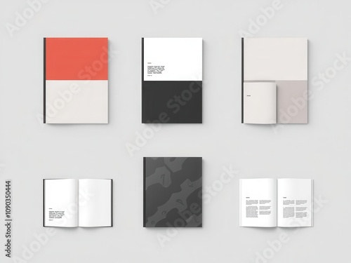 A set of three book cover mockups in different sizes and orientations, design, orientations photo