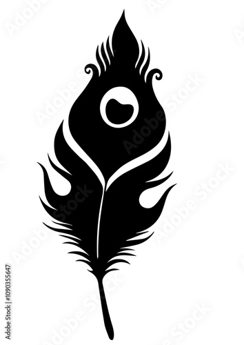 Abstract Peacock feather, krishna feather, peacock bird colorful feather art, krishna mor pankh, mor pankha, peacock bird feather illustration, peacock feather logo, icon, element, peacock feather