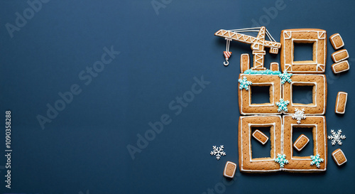 gingerbread construction site cookies for christmas. Generative AI
