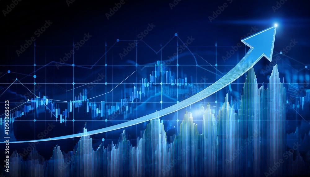 Naklejka premium Market Growth and Trends: The Rise of Financial Success
