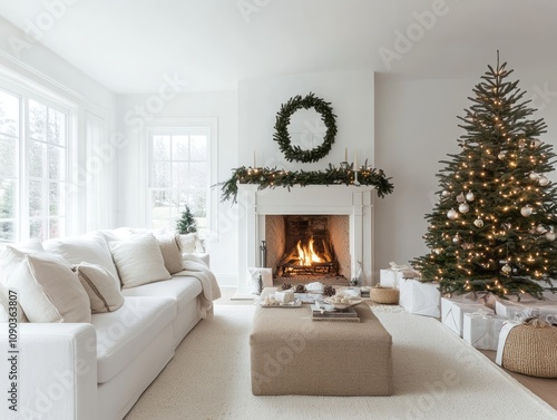 White Living Room Christmas...
