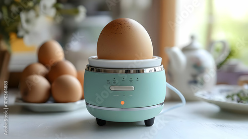 Egg Cooker in Kitchen Setting, Food Photography photo