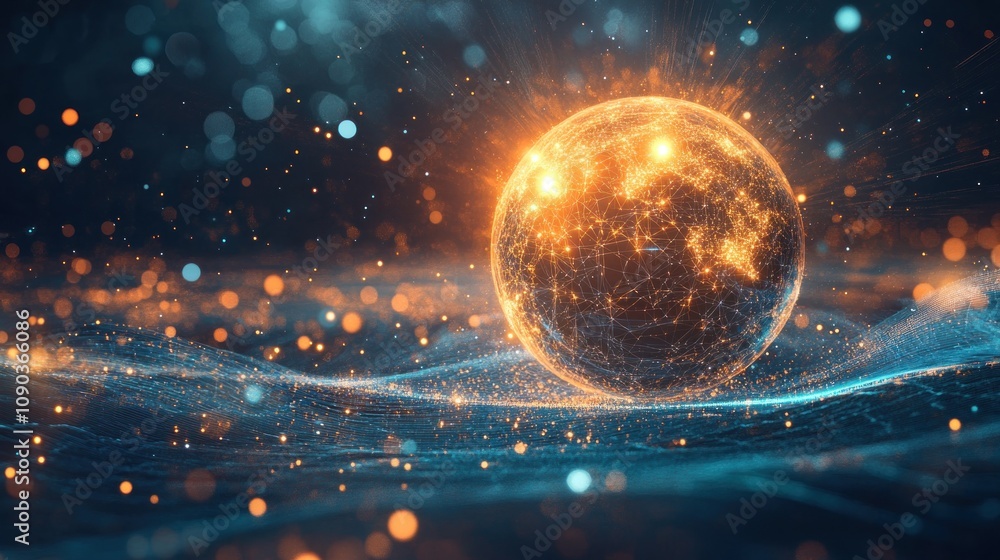 Fototapeta premium Global Network: A Digital Sphere Illuminated
