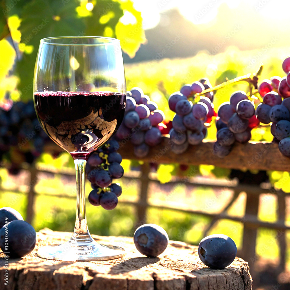 red wine and grapes