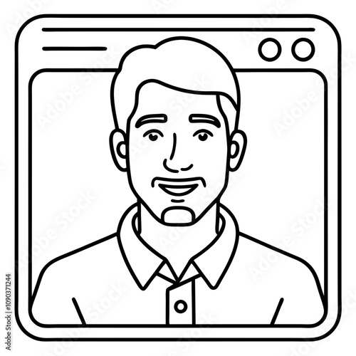 man in video call interface