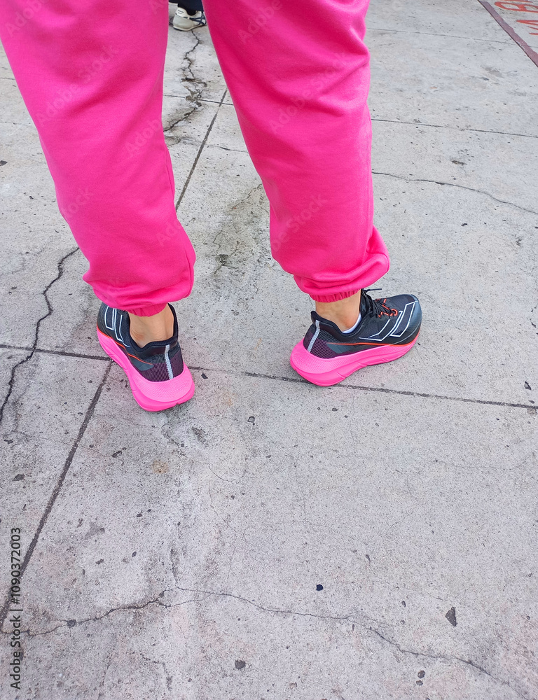 feet stepping on asphalt