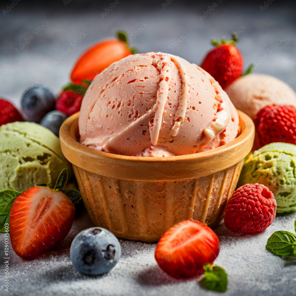 delicious fresh fruit ice cream