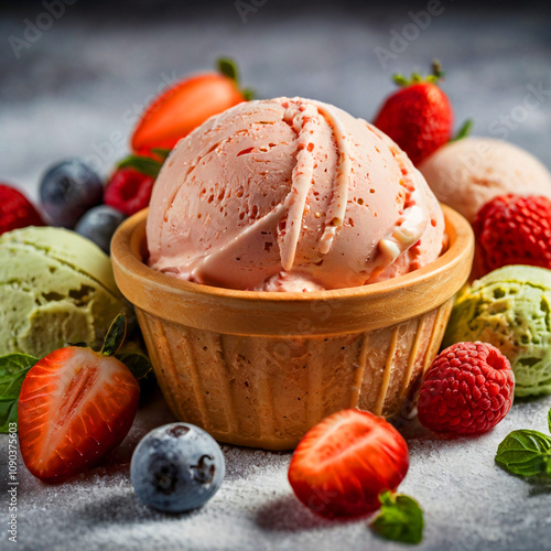 Obraz na płótnie delicious fresh fruit ice cream w salonie