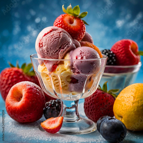 Ice cream bowls of various flavors and colors