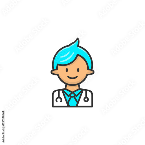 Doctor icon wearing stethoscopes on white background. Medical concept.