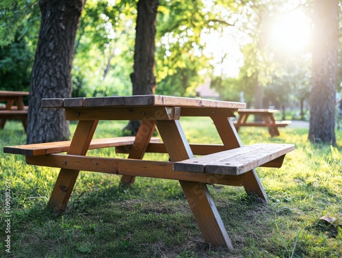 Picnic Table in the Sunlight. photo