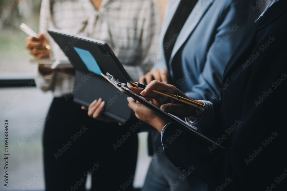 Fund managers team consultation and discuss about analysis Investment stock market at office Fund managers team consultation and discuss about analysis Investment stock market at office