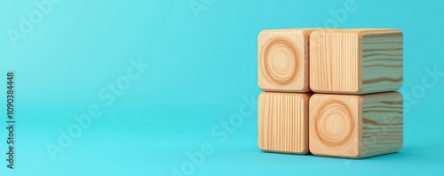 step by step concept. Wooden blocks, step-by-step assembly process, 3D illustration